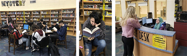 Students using the Neshaminy library 